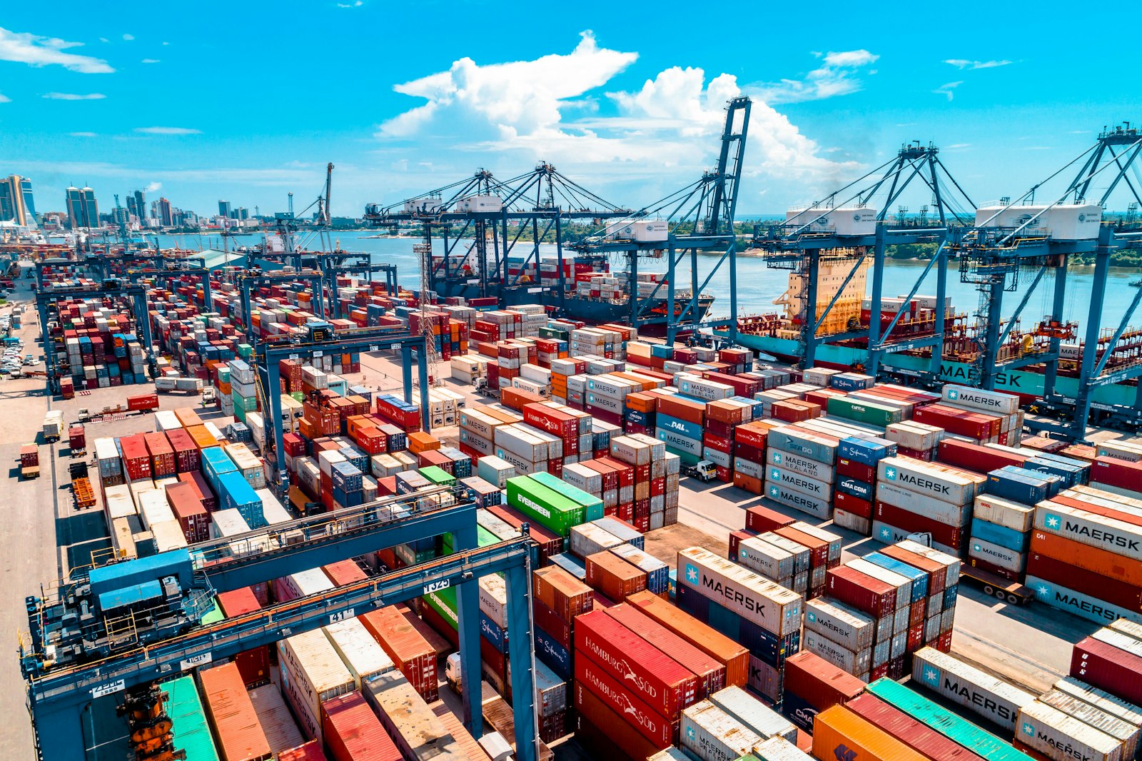 A large amount of shipping containers stacked on top of each other
