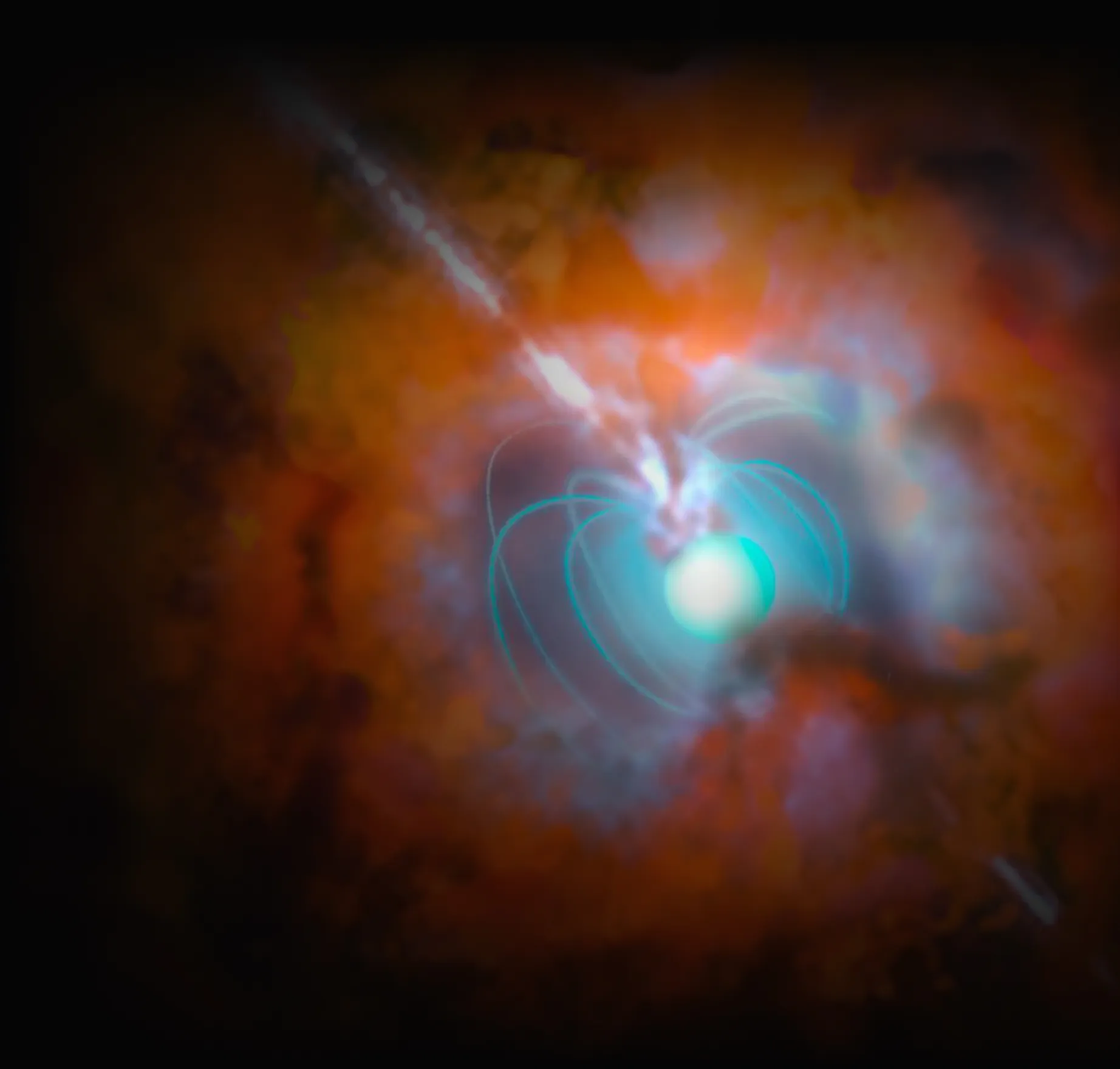 Horizontal space scene with cosmic clouds


