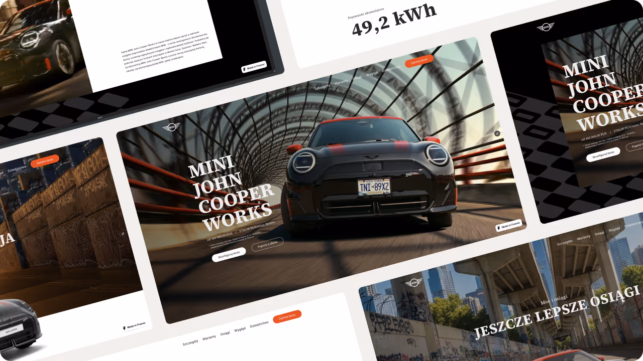 A performance driven landing page for MINI John Cooper Works designed to highlight speed, design and attitude through immersive visuals and motion.