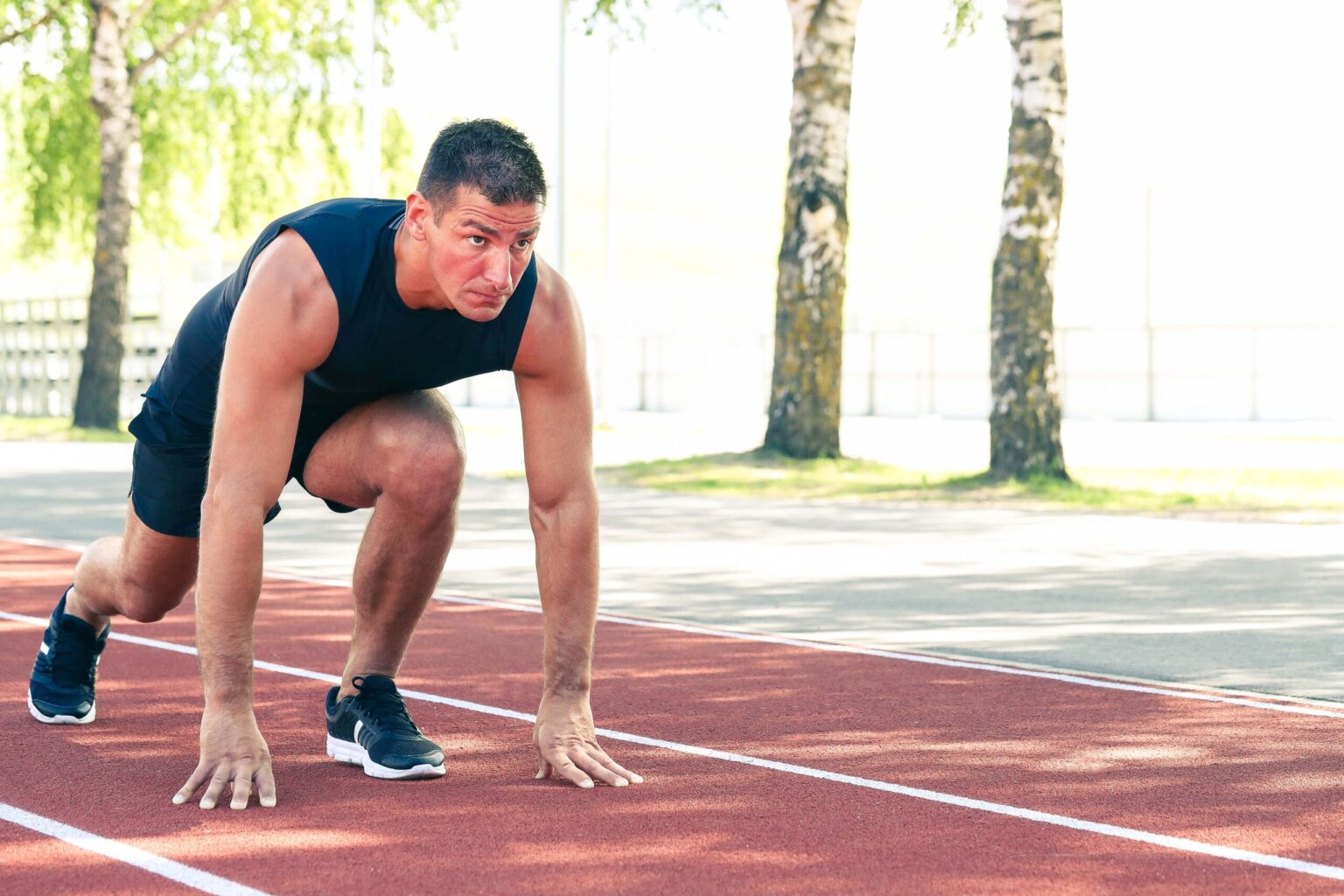 Sport outdoor. Man exercise on the street