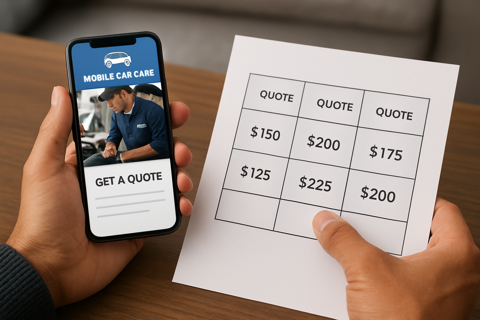 Illustration for How to compare quotes the smart way related to mobile car care san diego