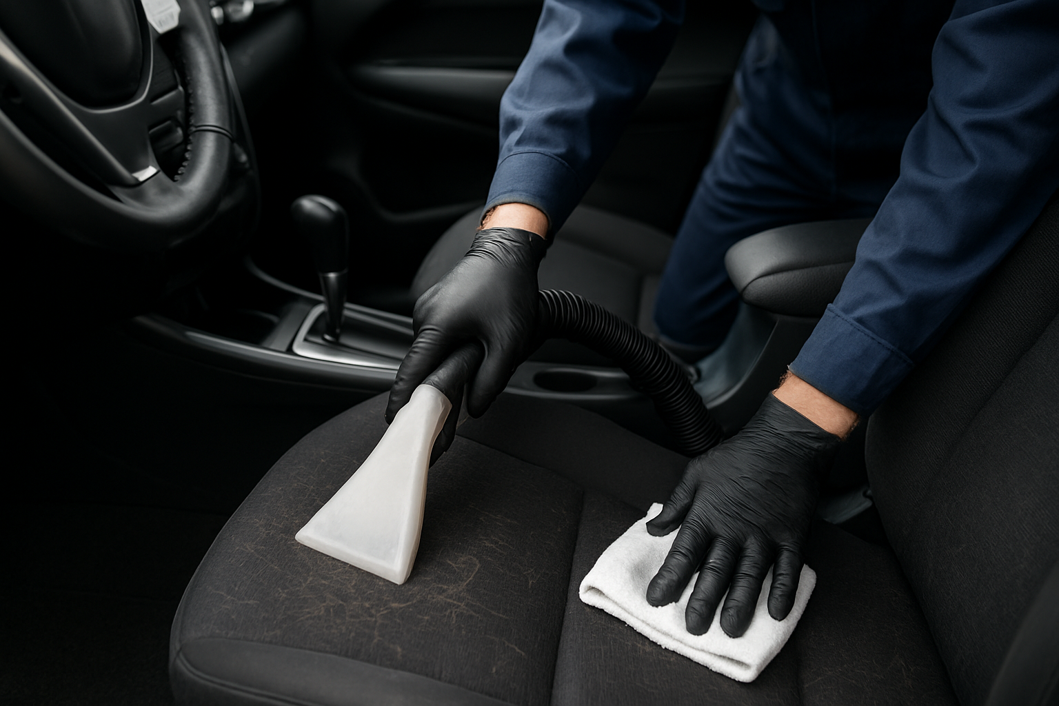 Illustration for How does professional interior detailing work, step by step? related to pet hair and stain interior detailing san diego