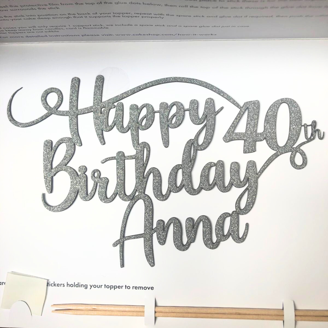 Our best-selling custom birthday glitter topper design.