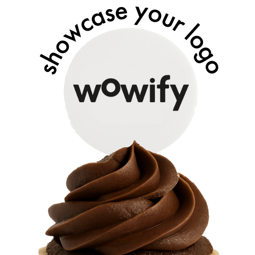 Wowify Logo on a cupcake topper.