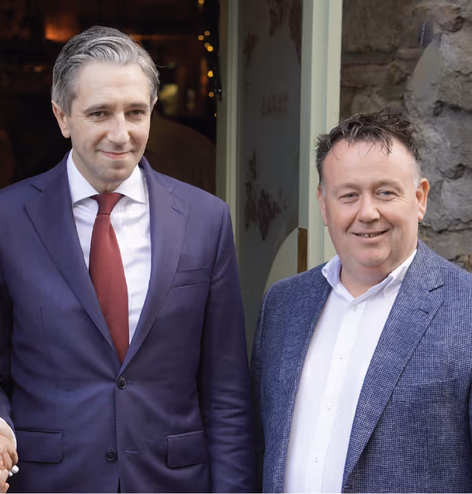 Paul Lucey with the Taoiseach Simon Harris