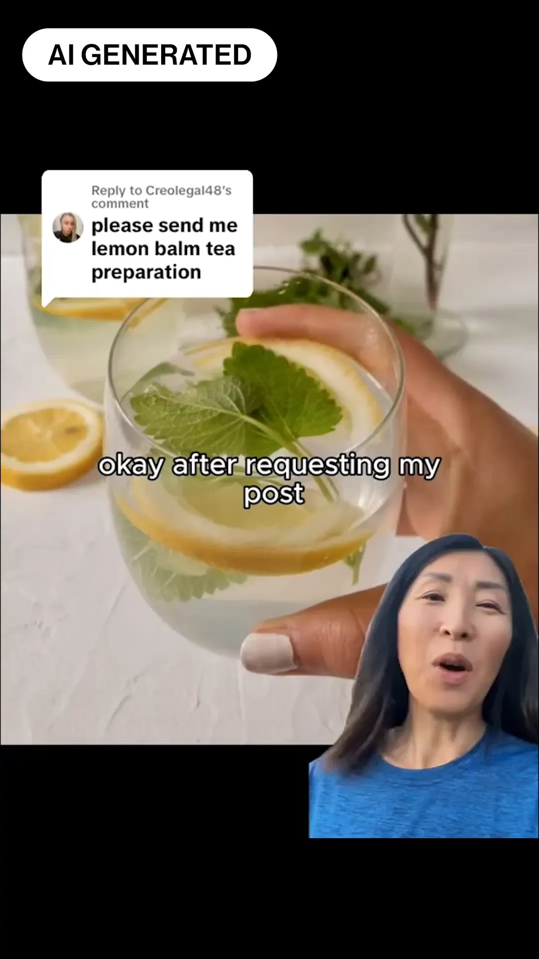 Thumbnail of Ai generated video of woman explaining lemon balm