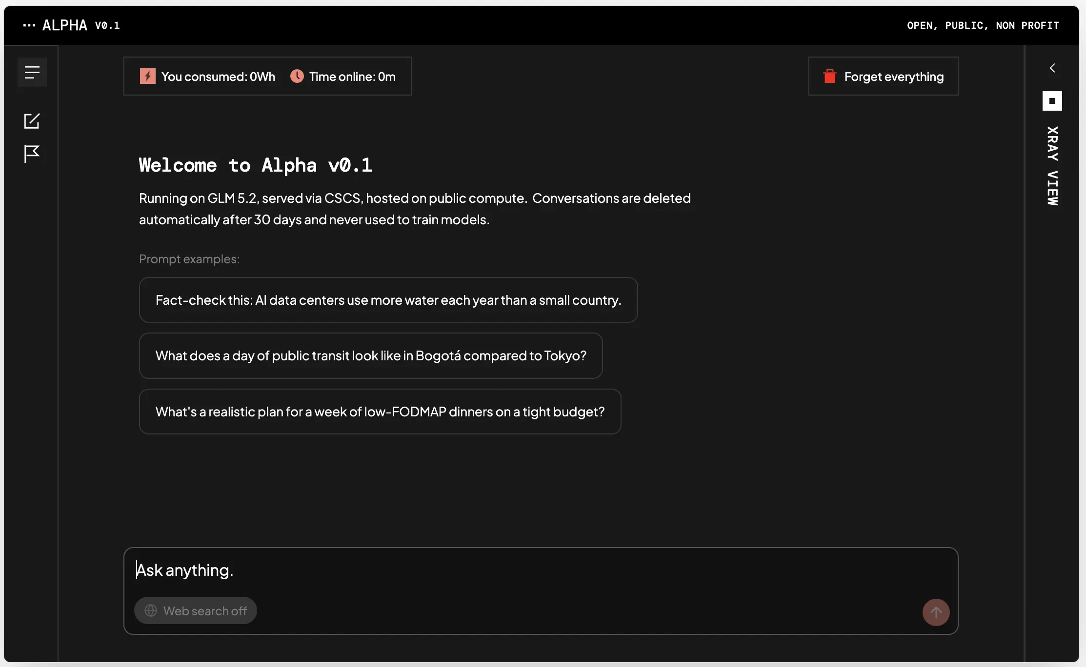 Screenshot of the AI Potluck Alpha Chat