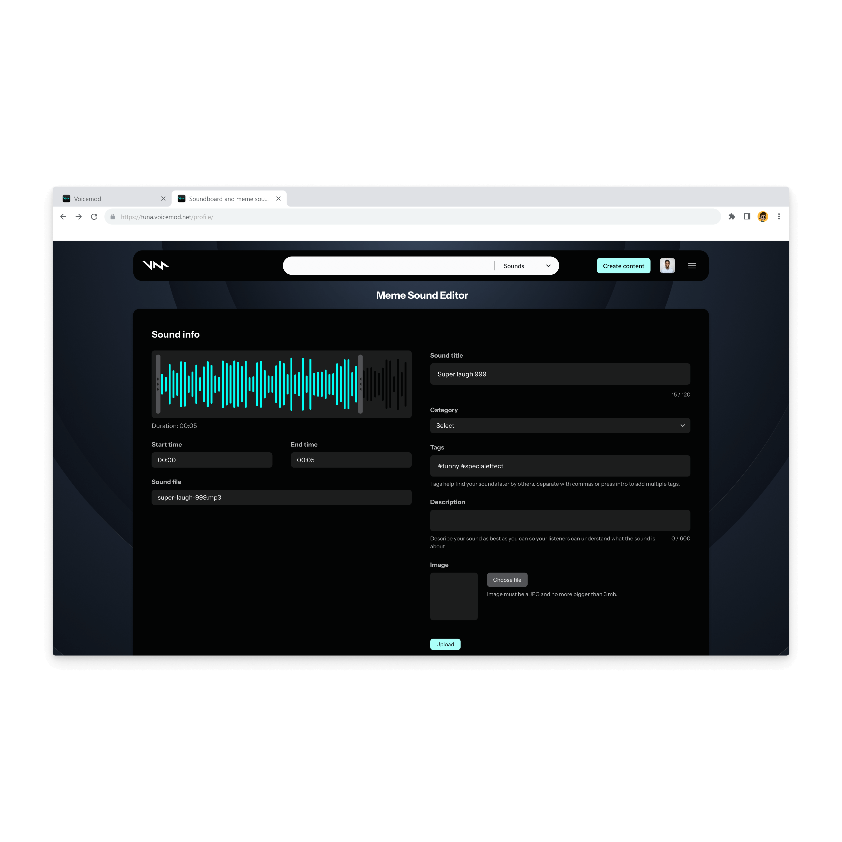 Tuna old sound creation page