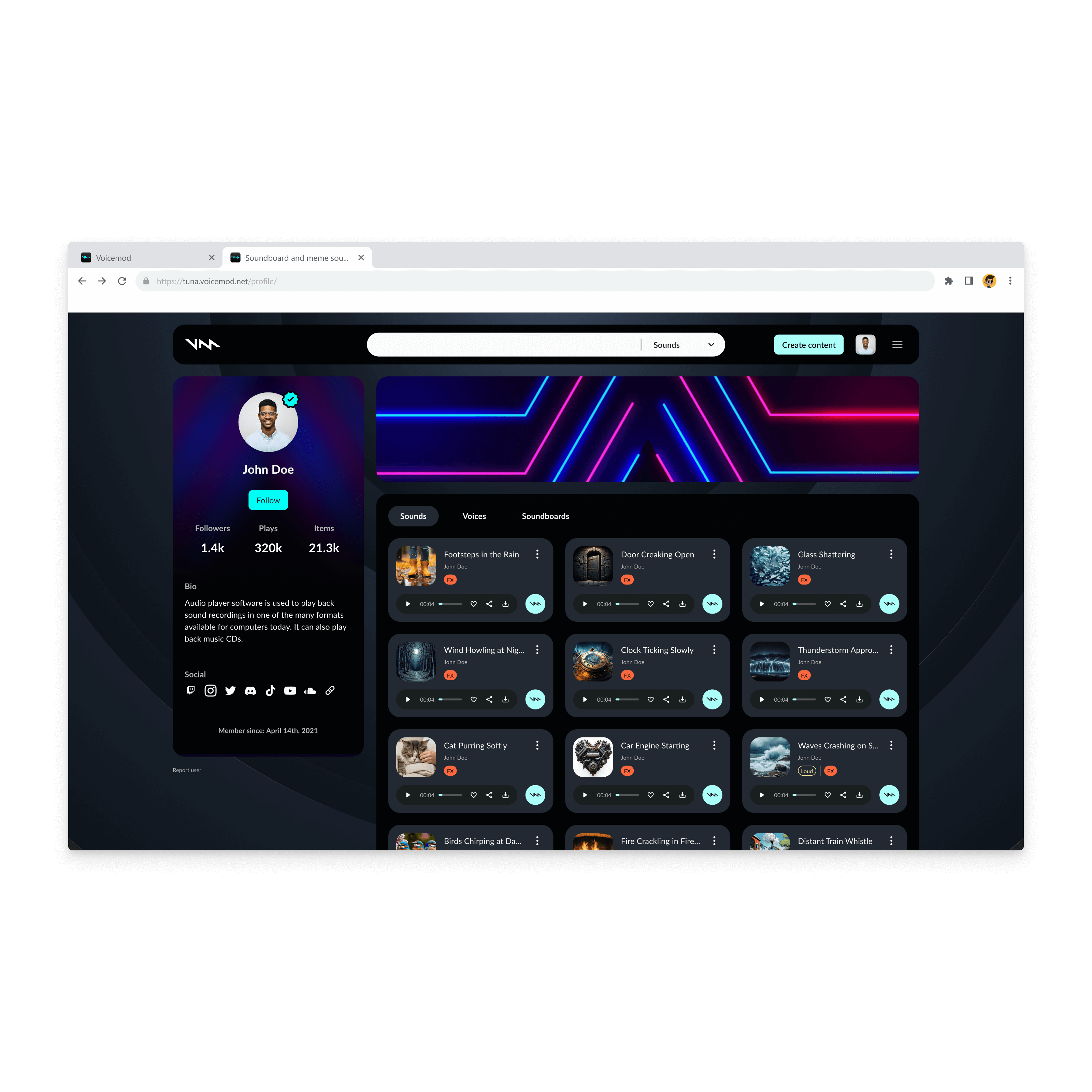 tuna profile page