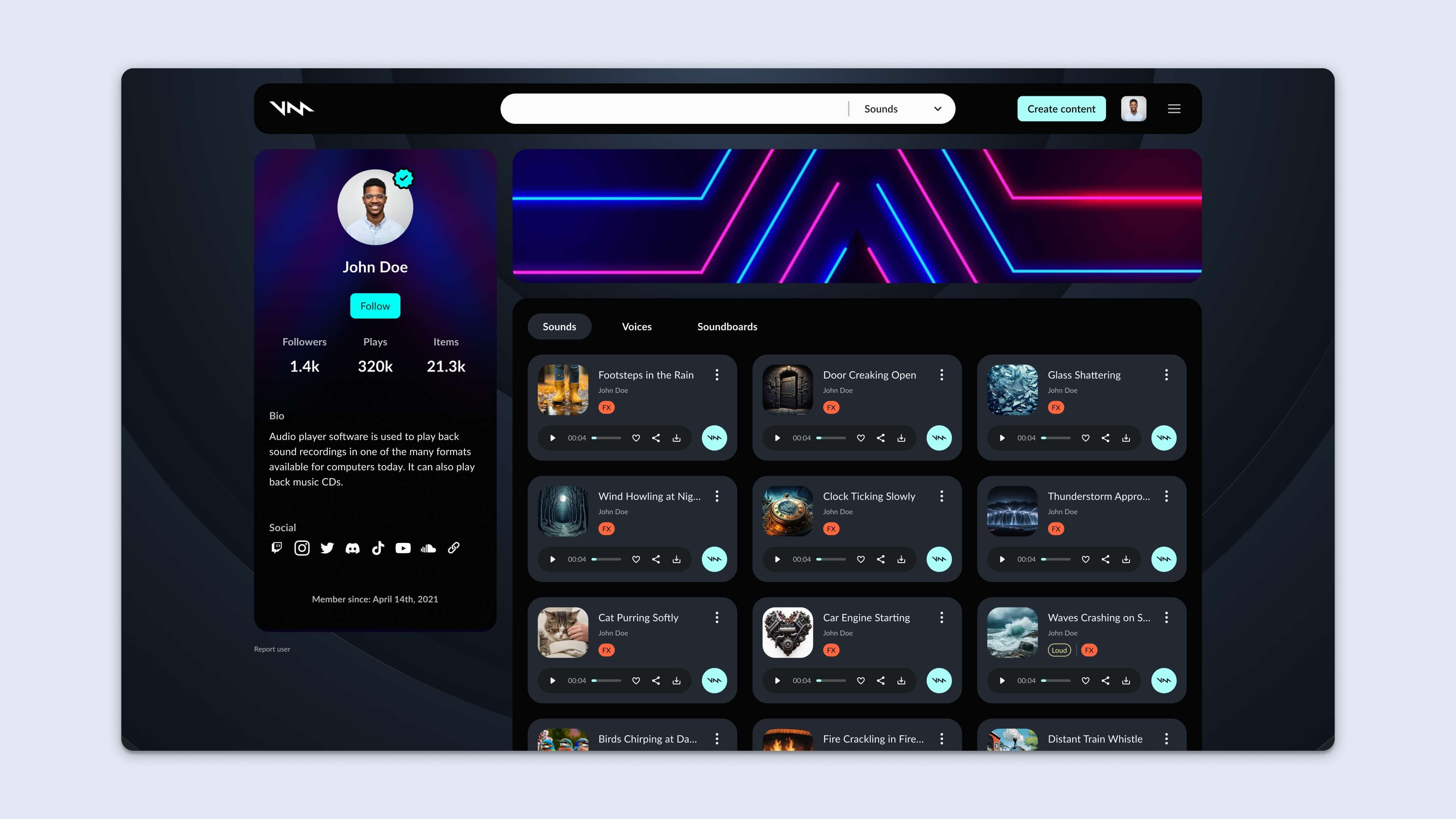 Tuna user profile user interface