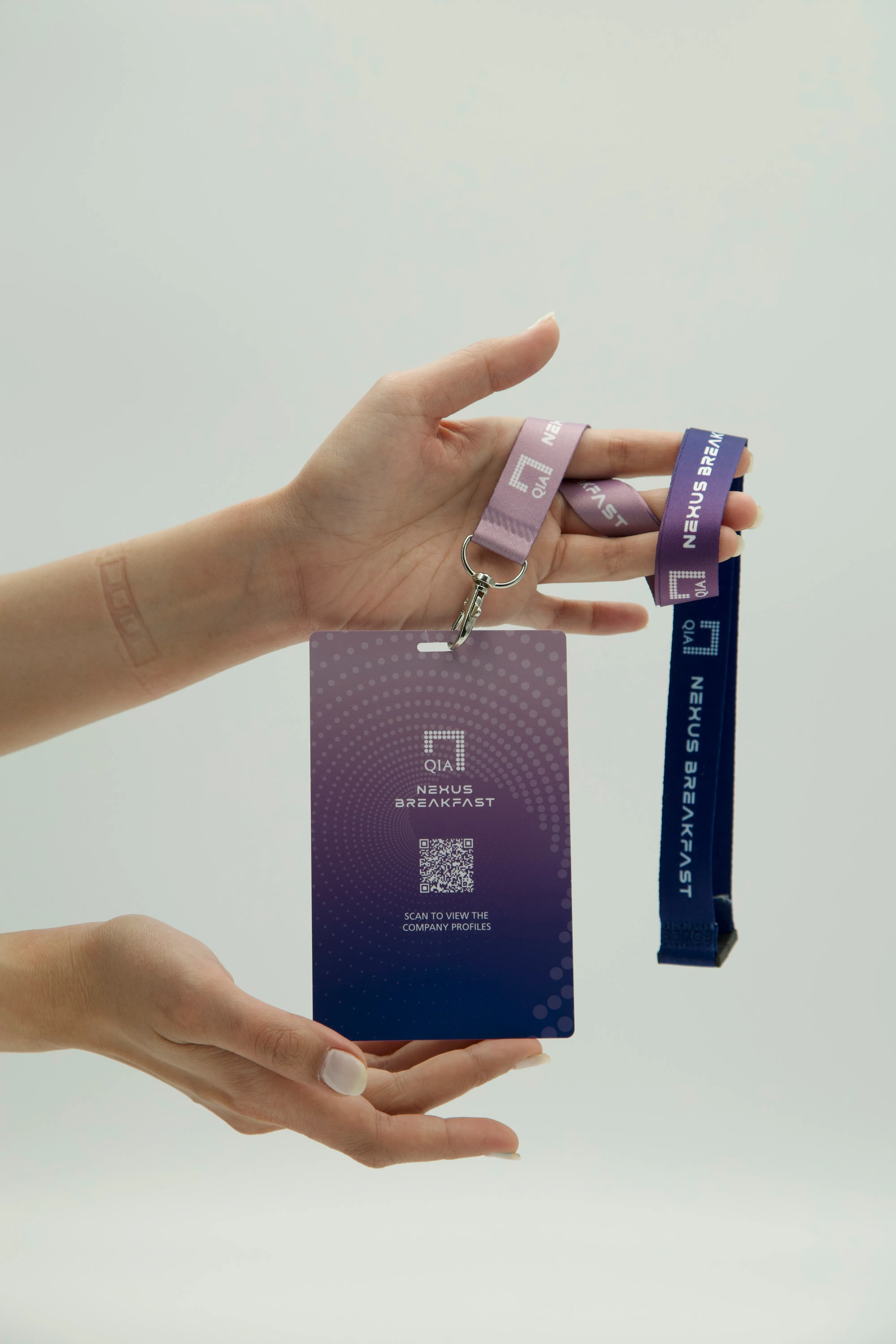 Branded ID badge with plastic holder and lanyard