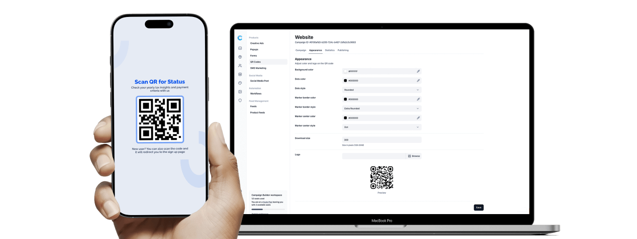 QR code generator creating custom QR codes for marketing campaigns