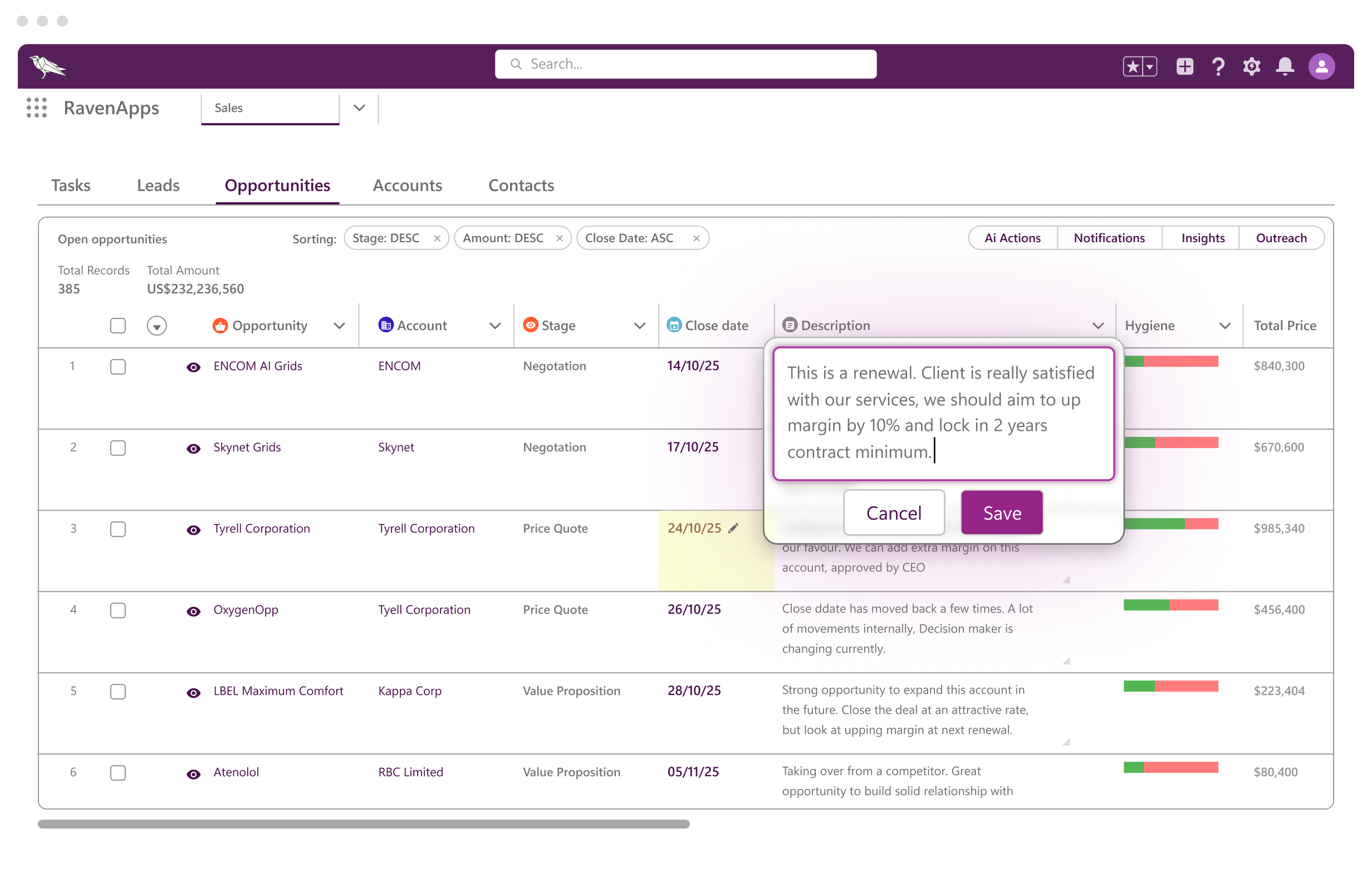 screenshot showing inline editing feature