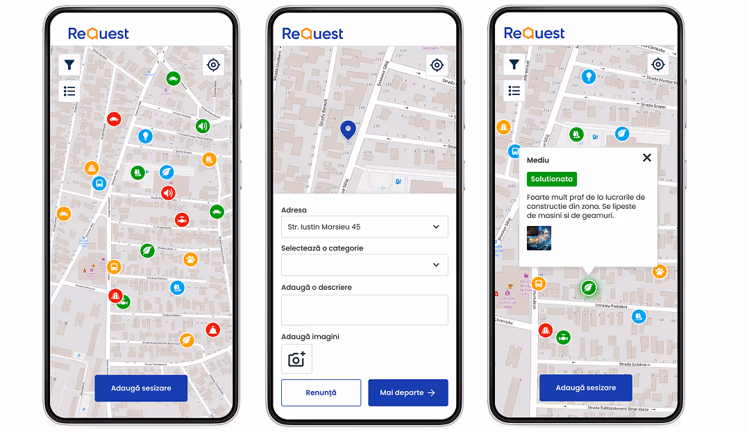 Three screenshots of the ReQuest by Quarticle user-friendly interface