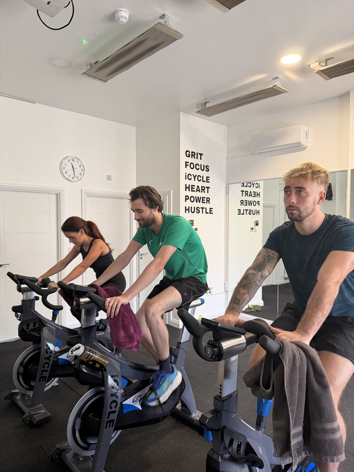 Students on an indoor cycling instructor training course in Hillsborough