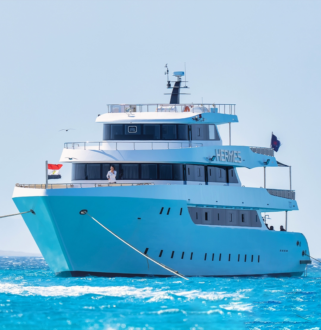 Our yacht Hermes anchored near Tawila Island on a kite safari trip