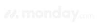 Monday.com logo in white on a black background, featuring a minimalist double-dot icon and lowercase text, representing a work operating system for project management.