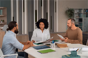 Team prioritizing AI opportunities on a board