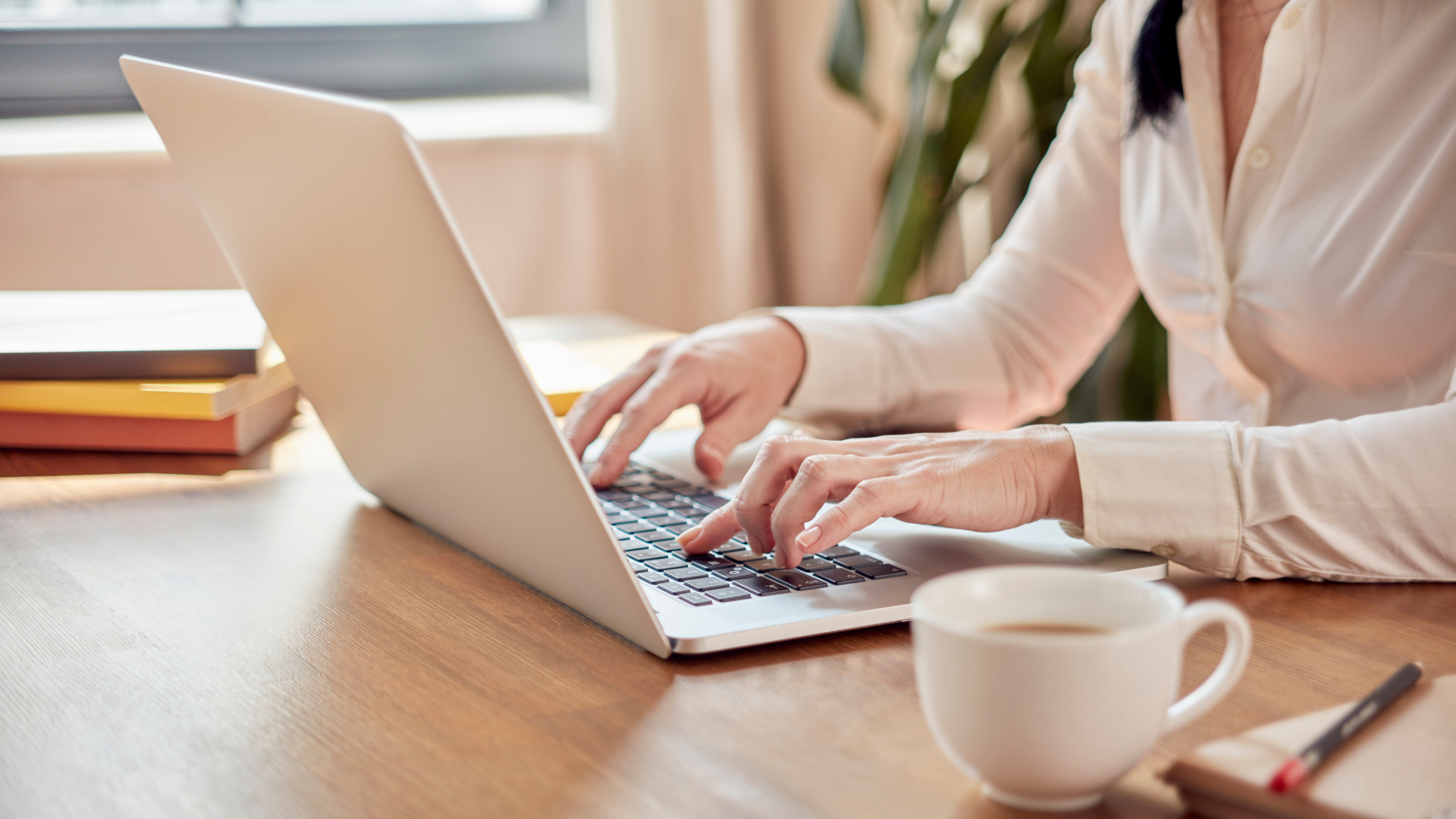 Woman working on her laptop