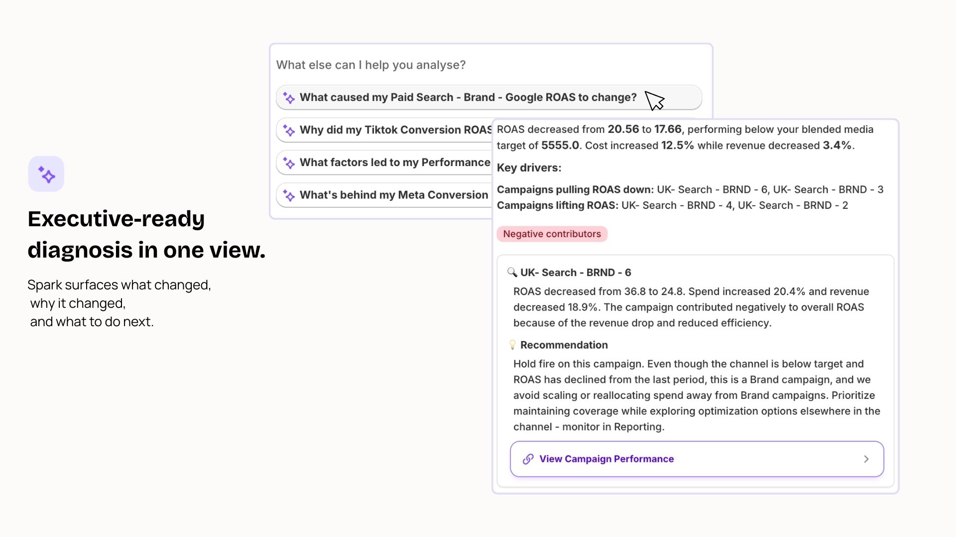 Executive-ready diagnosis in one view