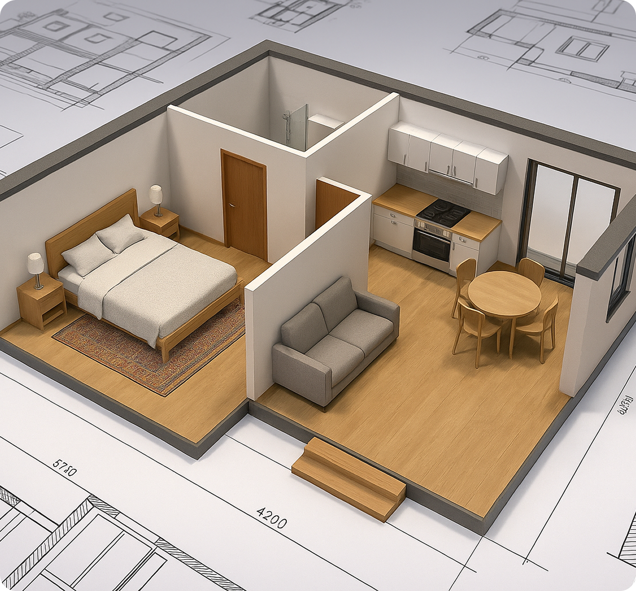 600 Sq Ft ADU Floor Plan