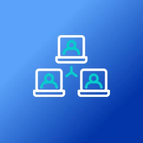 Abstract graphic illustrating seamless collaboration and communication for remote work.