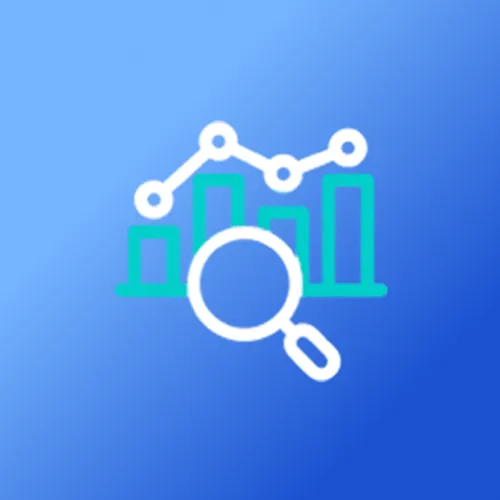 Illustration representing predictive analytics with a line graph extending into the future.