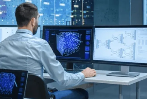 Digital interface showing automation processes.