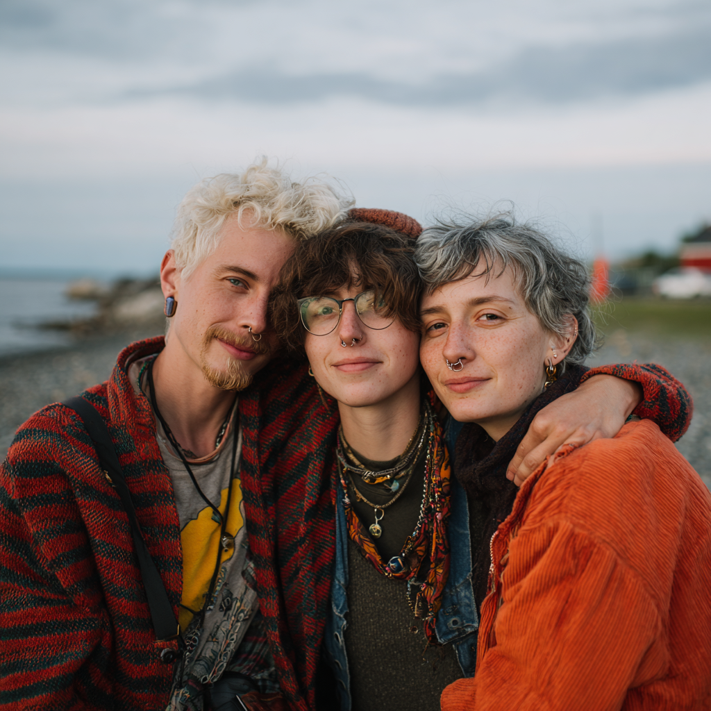 Trois personnes à l'extérieur