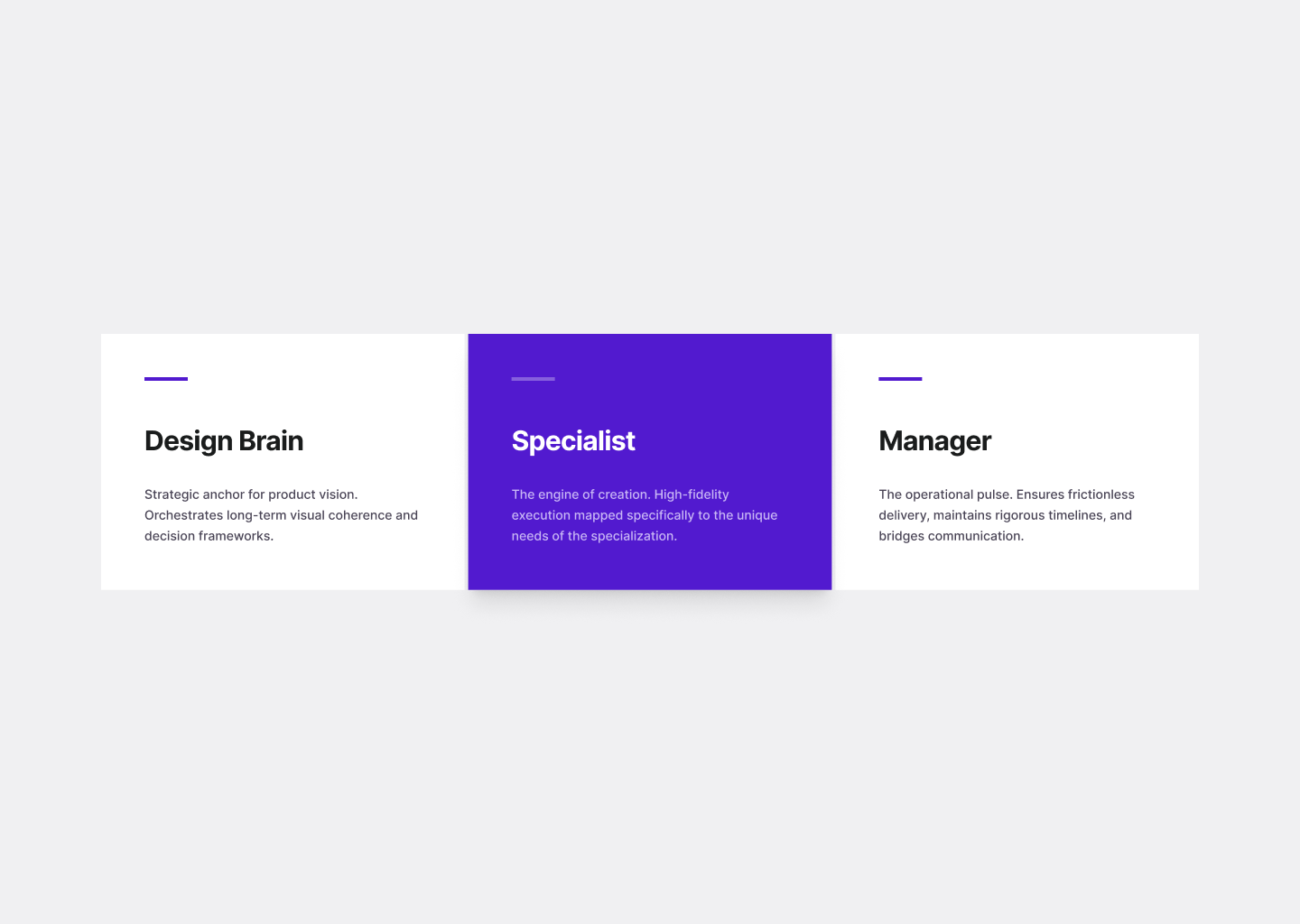 Embedded design team structure: Design Lead, Designer, Project Manager