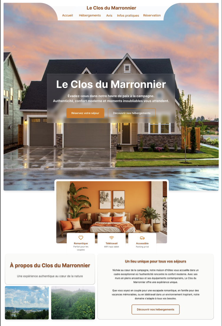 une maquette de site web d'un hotel