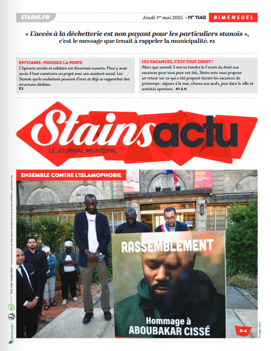 Couverture du magazine Stains actu n°1148, hommage à Aboubakar Cissé