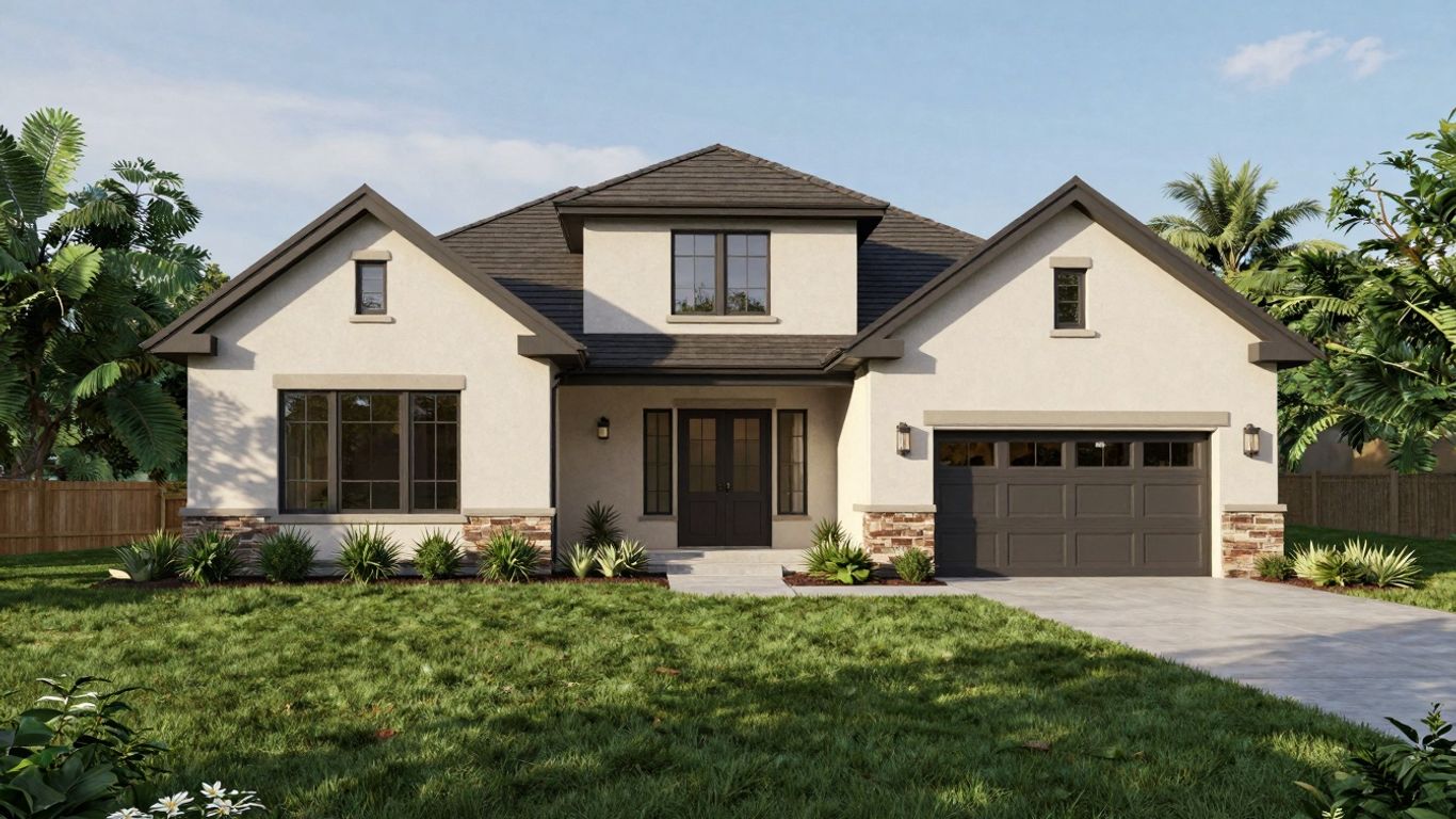 Bloxburg family house exterior with lawn and garden.