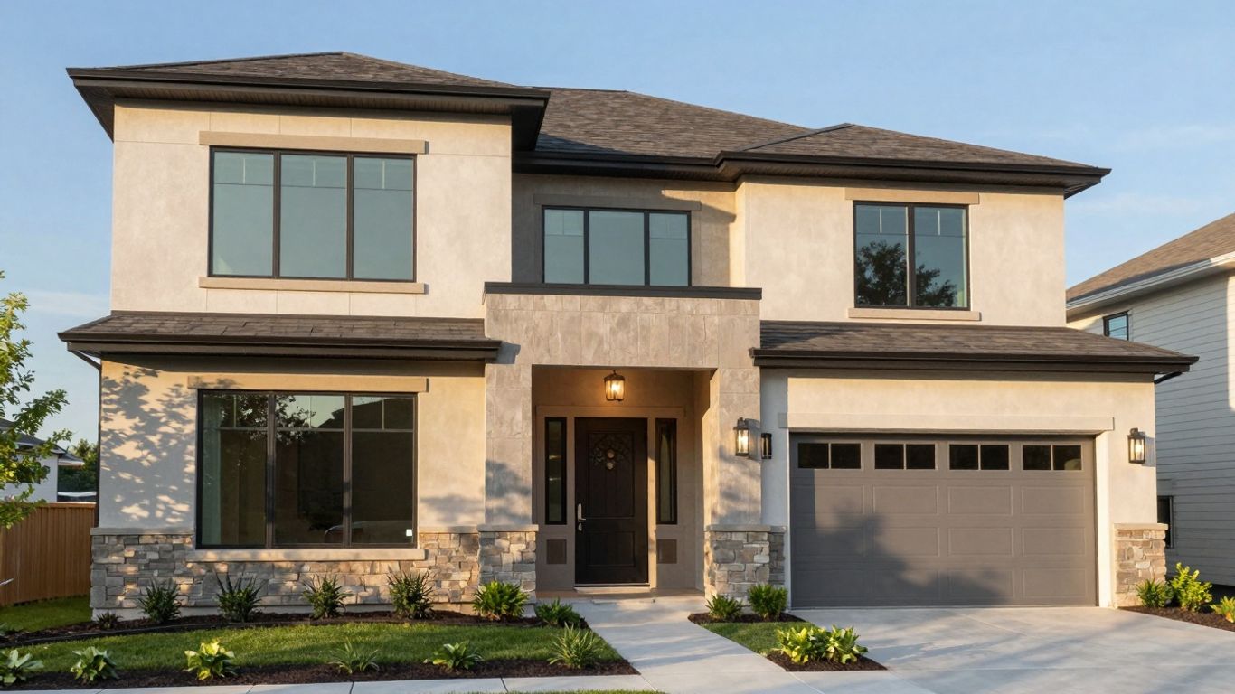 Modern custom home exterior in Oklahoma City.