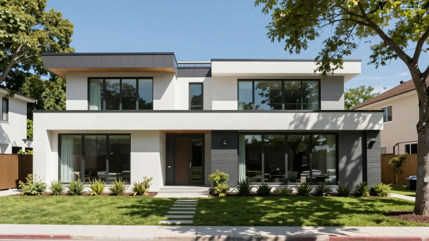 Modern custom home exterior in Edmond, OK.