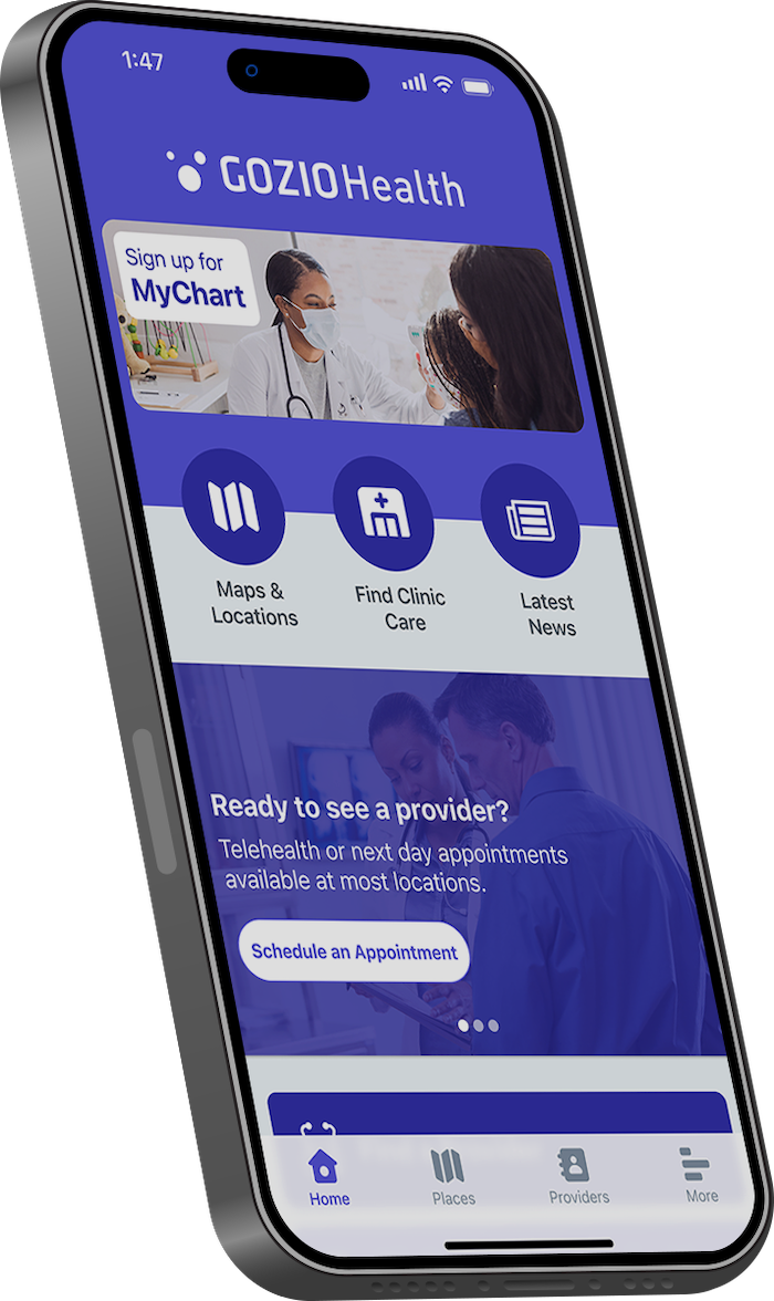 Gozio mobile app on a smartphone