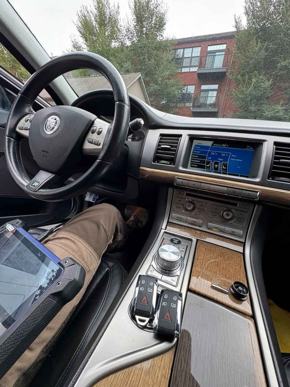 Newly programmed Jaguar smart keys on center console