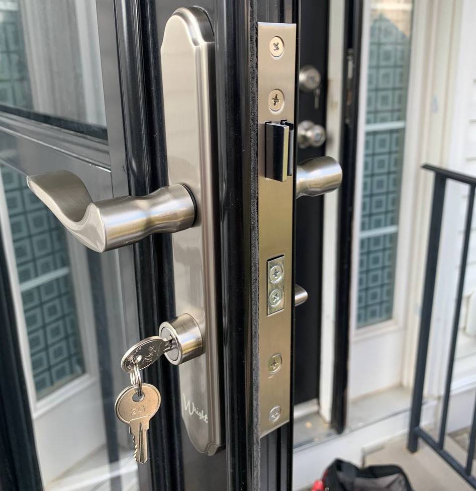 Lock replacement completed on glass entry door
