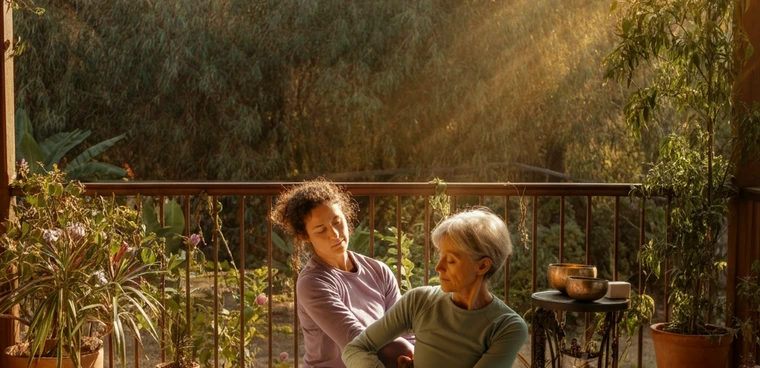 Private Restorative Yoga with two women 