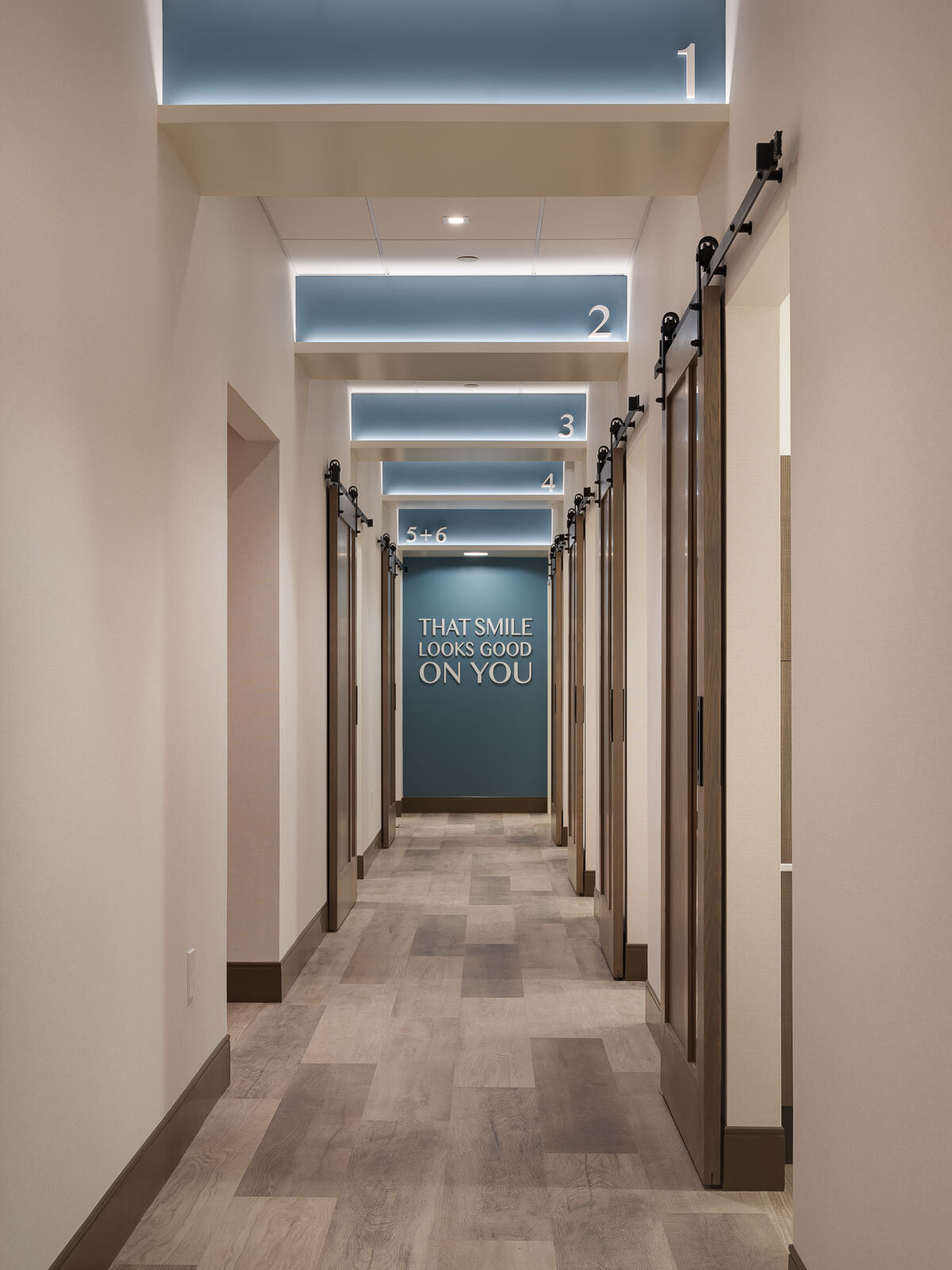 Hallway to patient rooms for Hudson Street Dental Office.
