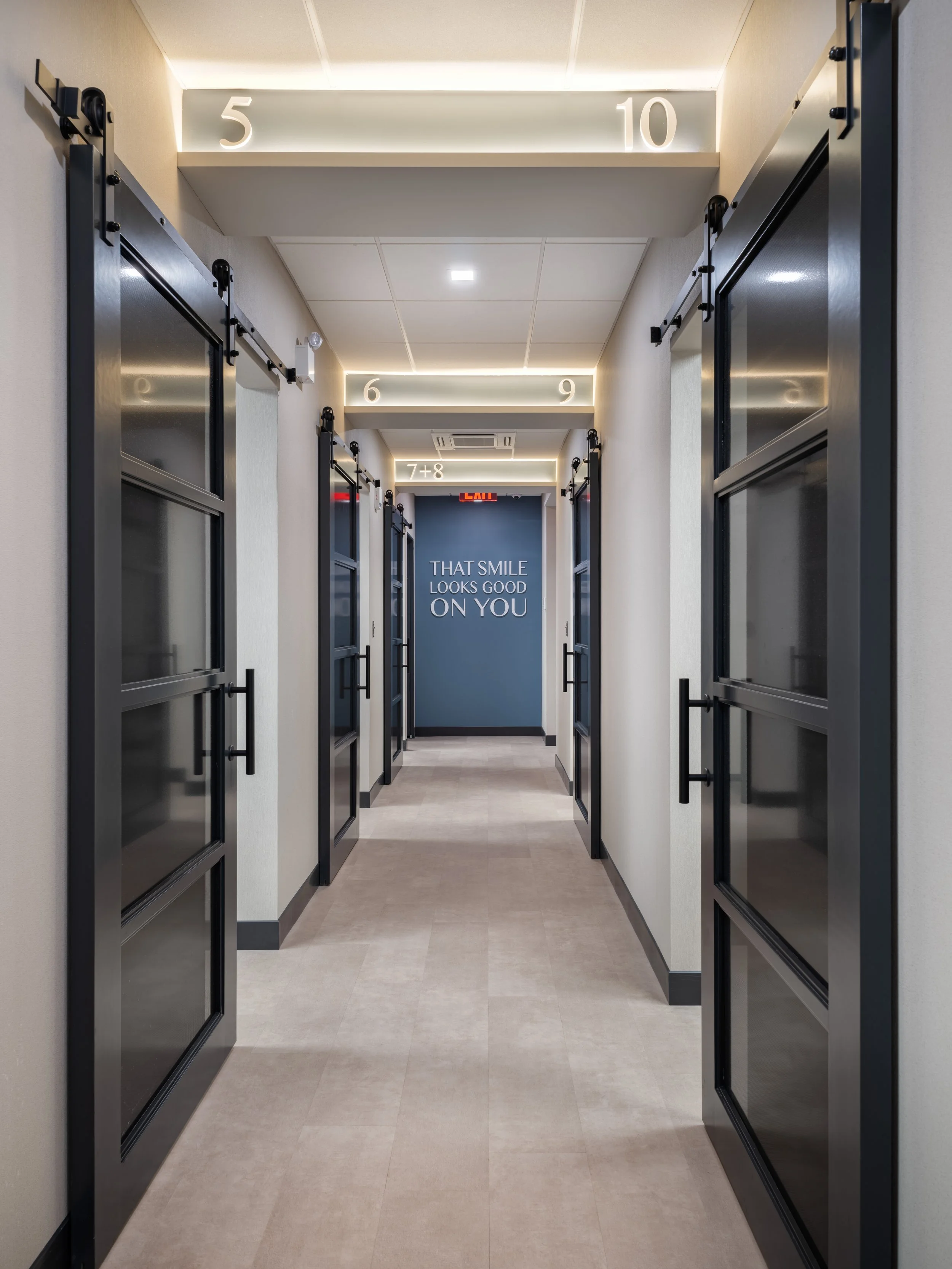 Hallway to patient rooms for 42nd Street Dental Office.