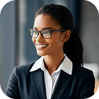 Woman in a suite smilling