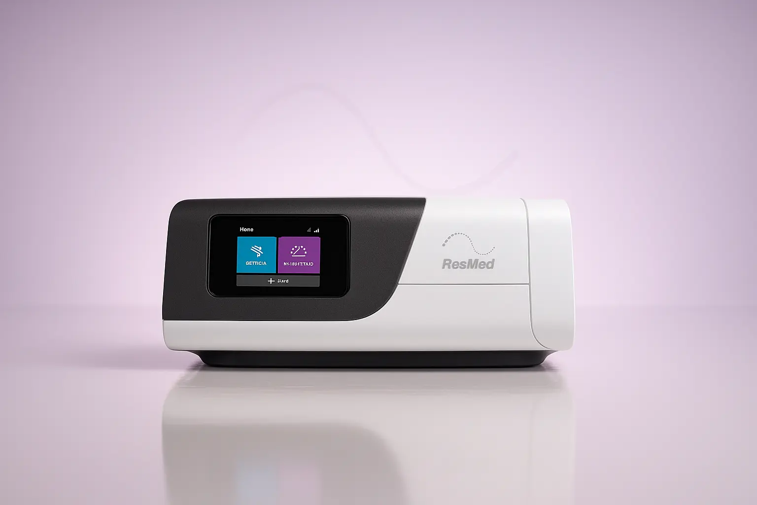 ResMed AirSense 11 auto-adjusting CPAP machine with color touchscreen display, showcased in a studio setting—highlighting advanced sleep-apnea therapy equipment from Healthy Jeena Sikho.