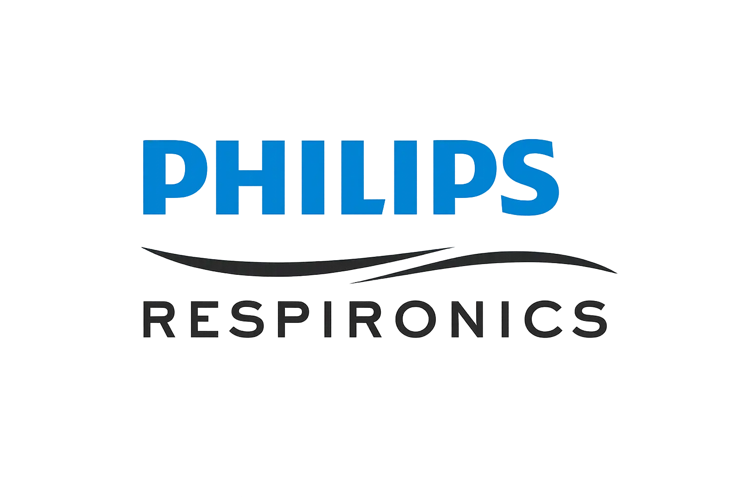 Philips Respironics logo with blue “PHILIPS” text above a flowing airway graphic and “RESPIRONICS” wordmark—representing trusted respiratory-care and sleep-therapy technology.