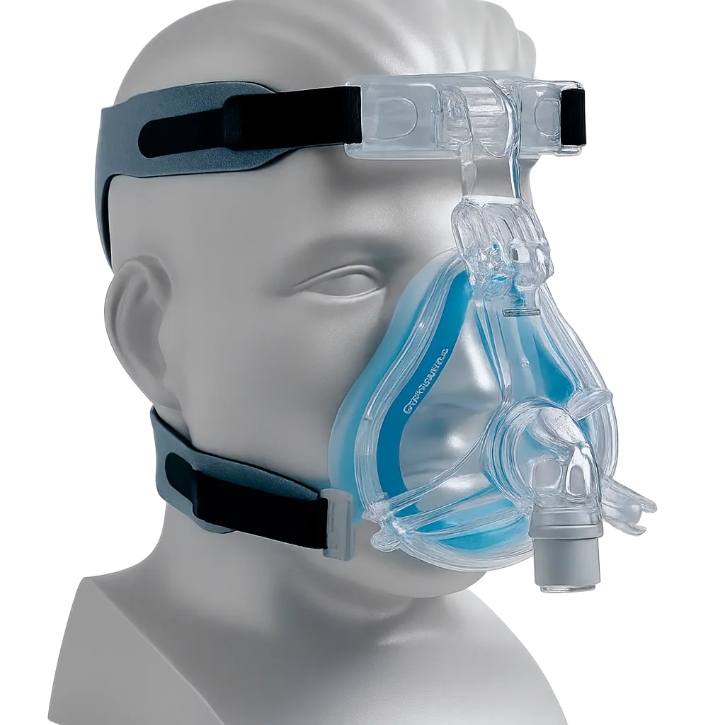 “Philips Respironics full face CPAP mask with headgear for sleep apnea treatment”