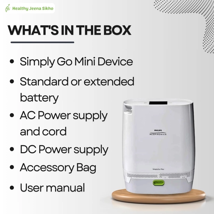 Philips Respironics SimplyGo Mini portable oxygen concentrator with accessories