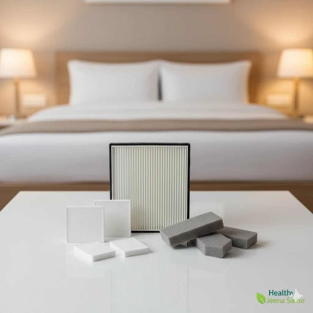 Various CPAP and BiPAP machine replacement filters, including disposable paper filters and foam filters, for clean air.