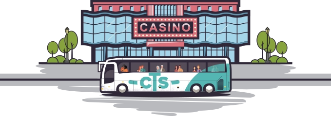 Image of CTS bus illustrating group charter service to casino