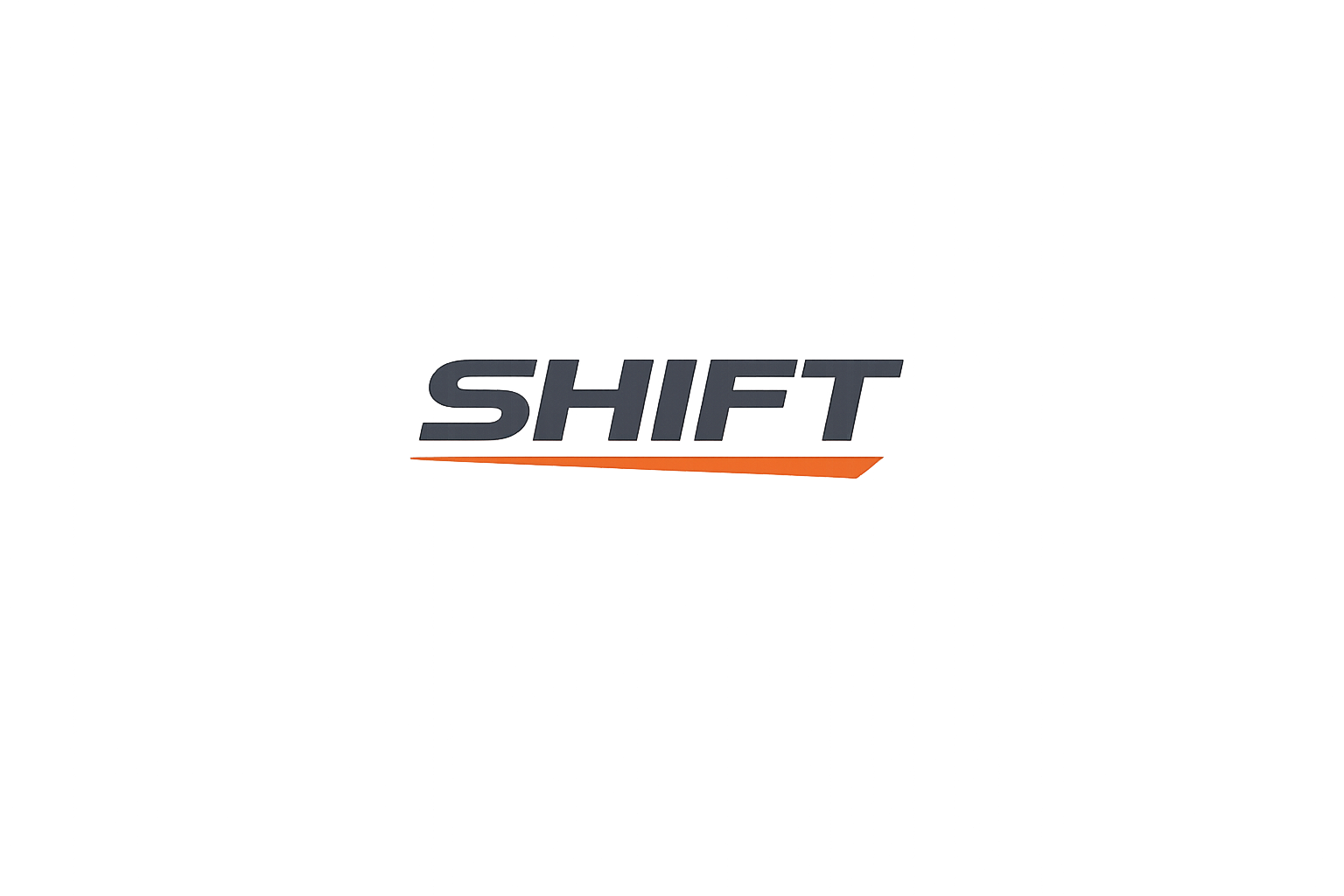 The word 'SHIFT' in bold dark letters with an orange glowing underline on a gray gradient background.