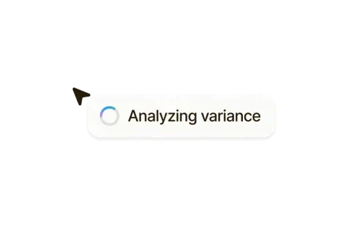 Cursor pointing to a loading indicator with the label “Analyzing variance” in Runway’s AI powered platform